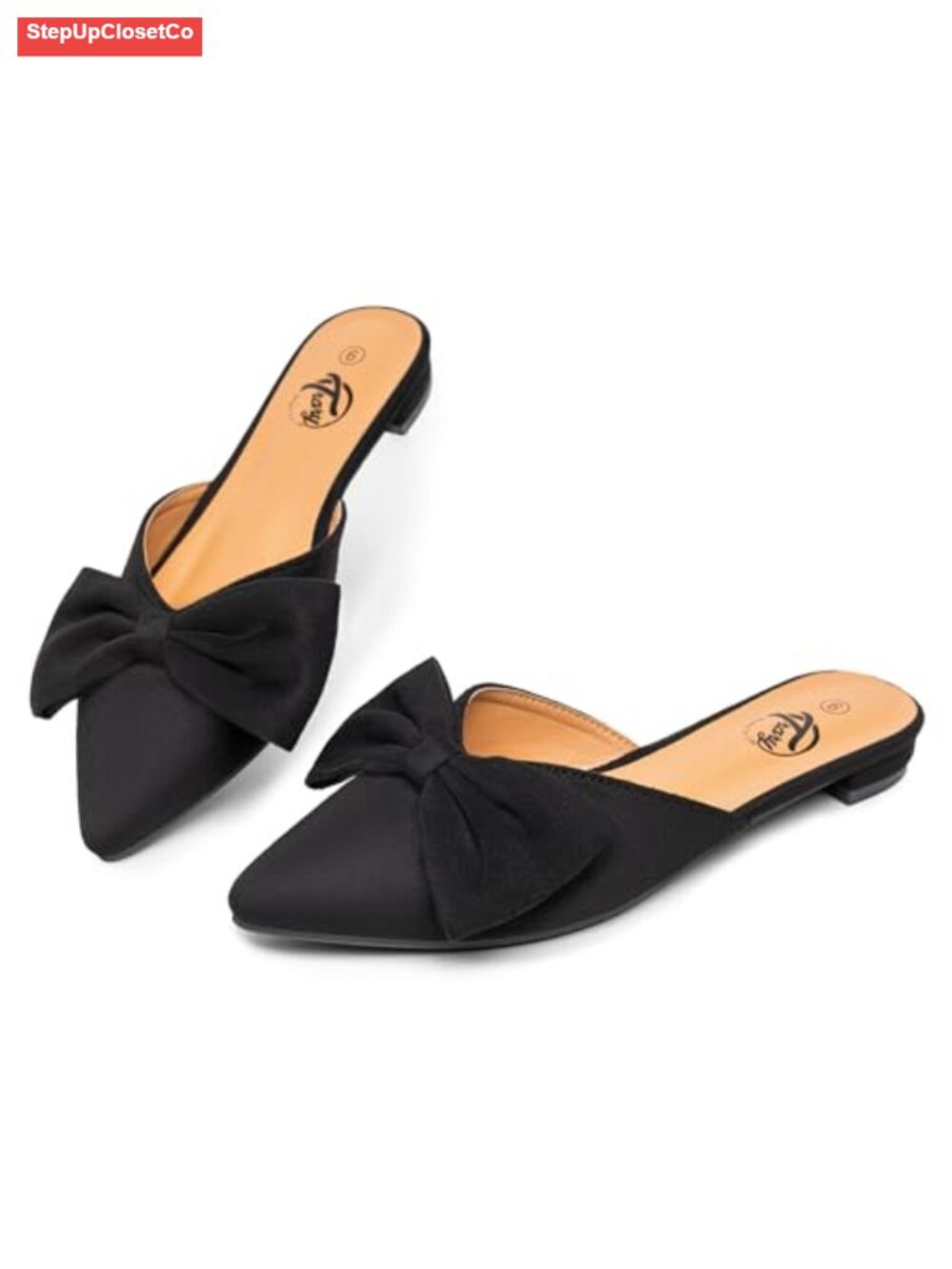 Bow Pointed Toe Mules, Flat Comfort Shoes